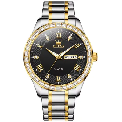 OLEVS 9906 Quartz Men's Watch Classic Fashion Men's Business Waterproof Stainless Steel Diamond dial Top Luxury Brand Men Watch